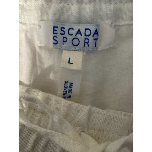 Escada Sport Vintage White 100% Linen Wide Leg High Rise Lined Pants Sz L - Picture 4 of 6